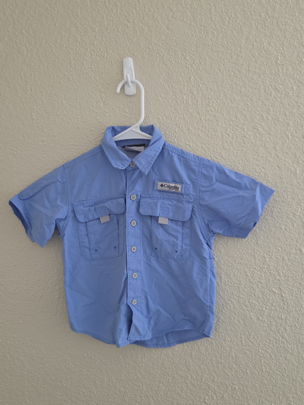 Columbia Boys' Light Blue Short-Sleeve Button-Front Shirt